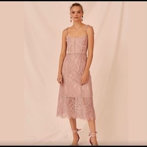 Keepsake dusty pink lace corset dress